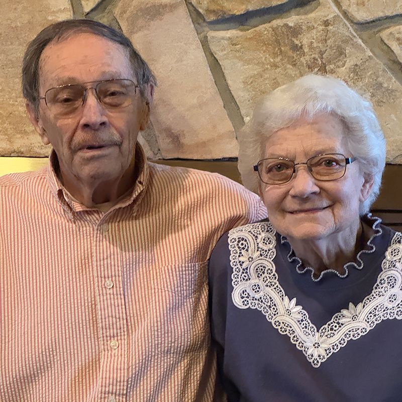 Llewellyn (Bud) and Ellen Lucielle Aasum of Mabel, Minn. They both laughingly pointed out the similarities in their names. Photo by Charlene Corson Selbee