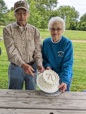 Bud and Ellen Aasum celebrated their 70th wedding anniversary with a party at Mabel Steam Engine Park in Mabel, Minn. Photo submitted