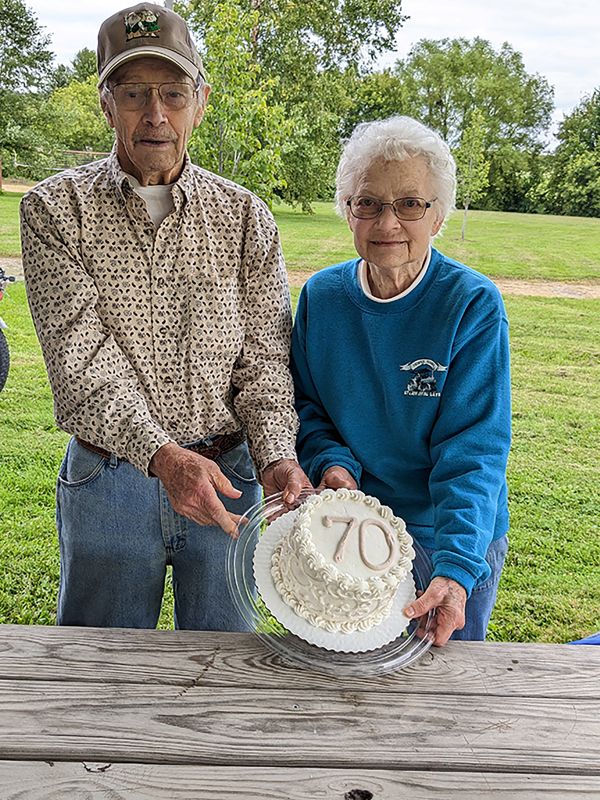 Bud and Ellen Aasum celebrated their 70th wedding anniversary with a party at Mabel Steam Engine Park in Mabel, Minn. Photo submitted