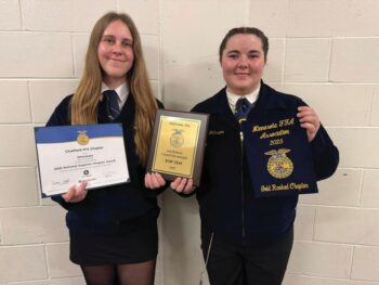 Top Ten Chapter, left to right: Anna Bernau and Rachel Johnson after receiving the chapter’s Top Ten Chapter in MN award April 2025.