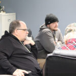 Fountain Councilors Cory Spratte, left, and Dave Stockton listen to Public Works concerns at the February 4 meeting. Photo by Kristen Zoellner