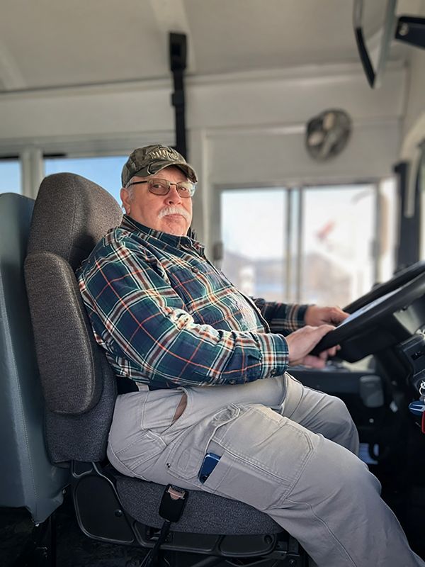 Roy Loken is the first face from Houston schools of the day for the students on his route in the morning, and the last in the afternoon. Photo by Wanda Hanson