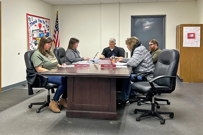 The Houston City Council from left to right: Emily Krage, City Administrator Michelle Quinn, Mayor Scott Wallace, Steve Westby and Zeb Baumann. Danny Todd was absent. Photo by Wanda Hanson