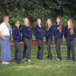 LeRoy-Ostrander FFA Officer Team 2, left to right: Mrs. Tiffany Timm (FFA advisor), Natalie Bunne (reporter), Kim Volkart (sentinel), Mabel Johnson (president), Catrina Main (vice president), Maria Almaraz-Nolt (secretary), Vivien Main (treasurer).