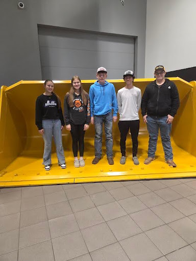Mabel-Canton FFA members touring Caterpillar on their travels to National Convention From left: Lindsey Williams, Mady Koch, Shawn Swenson, Carter Hershberger, Mitchel Lippe. Photo submitted