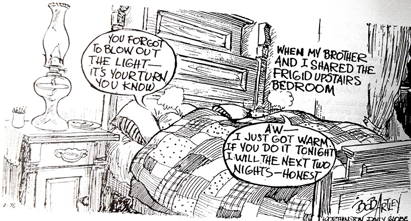 Sharing a frigid upstairs bedroom.Cartoon by Bob Artley 