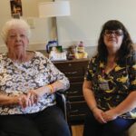 Chosen Valley Care Center employee Angela Moss and resident Diane Lange share a laugh together. Photo by Barb Jeffers