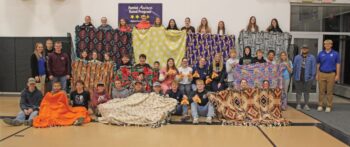 FFA Activity Night, tie blanket making for shelters, and Thanksgiving crafts for the Spring Valley Nursing Home. Top Row: Gracelyn Hubka, Zoey Chase, Sylvia Opseth, Esme Miller-Rubin, Audrina Opseth, Lily Wilson, Hadleigh Forland, Kesley Hunemueller, Brynna Montgomery, Hadley Knode, Kendyl Howard. Middle Row: Charlee Warren, Landan Hunemueller, Taylor Stuart, Isabel Aarsvold, Ella Musel, Eli Schmidt, Elijah Green, Cole Forland, Ashley Lange, Mylah Montgomery, Gretchen Hubka, Hailee Warren, Glayson Martin, Jace Cummings, Haiden Kappers, Serayah Turner, Lydia Redman, Isiah Williams. Bottom row: Bentley Himli-Heitman, Rylee Warren, Max Snitker, Lakin Tart, Lucas Lipkie, Jaxton Rubin, Thomas Hagstrom, Henry Howard, Cody Howard, Blake Krahn, Lilian Thompson, Liliah Gorr.