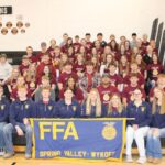Spring Valley-Wykoff FFA 2025-2026 Chapter. Top row: Zander Thomas, Cole Forland, Jace Cummings, Elijah Green, Glason Martin, Haiden Kappers, Jaxton Rubin, Henry Howard. Row 2: Brooklyn Johnson, Taylor Stuart, Ella Musel, Sylvia Opseth, Liliah Gorr, Isabel Aarsvold, Zoey Chase, Nevaeh Hanson. Row 3: Clay Himli, Bentley Himli, Payton Kaase, Kendyl Howard, Hadley Knode, Kyra Betts, Hailey Runck, Audrey Montgomery, Kinley Merkel, Hailey Danielson. Row 4: Eli Flood, Lakin Tart, Eli Schmidt, Hadleigh Forland, Kesley Hunemuller, Brynna Montgomery, Esme Miller-Rubin, Audrina Opseth, Maddy Montgomery, Lily Wilson. Row 5: Olivia Gilbert, Halli Frank, Bennett Knode, Karson Schmidt, Kypton Mensink, Max Snitker, Tate Rasmussen. Row 6: Bryson Zweibohmer, Aiden Stier, Skylar Lentz, Isiah Williams, Kaleb Rainey, Jacob Musel. Bottom Row: Landan Hunemuller, Blake Krahn, Cody Howard, Ashley Lange, Hailee Warren, Lydia Redman, Mylah Montgomery, Gretchen Hubka. Not pictured: Thomas Hagstrom, Brantley Harwood, Gracelyn Hubka, Lillian Thompson, Serayah Turner, Mason Klomps, Annabella Lastine, Carson Smith, Rylee Warren, Payton Berken, Easton Johnson, Leyton Leslie, Serenity Turner, Charlee Warren, Lucan Lipkie, and Jaelee Hagstrom.