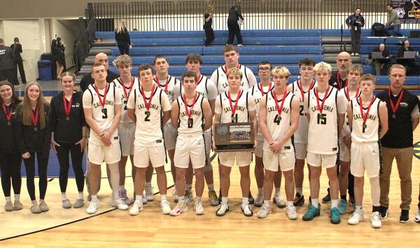 Caledonia boys basketball is the Section 1AA runner-up. Coming from the 6-seed, the Warriors strong post-season run included battling past 3-seed Cannon Falls, and 2-seed Zumbrota-Mazeppa before falling to #2 in Class AA and top-seed Goodhue 76-71 in a fiercely contested battle. Photo by Paul Trende