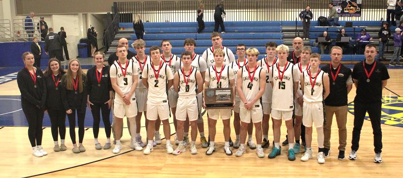 Caledonia boys basketball is the Section 1AA runner-up. Coming from the 6-seed, the Warriors strong post-season run included battling past 3-seed Cannon Falls, and 2-seed Zumbrota-Mazeppa before falling to #2 in Class AA and top-seed Goodhue 76-71 in a fiercely contested battle. Photo by Paul Trende