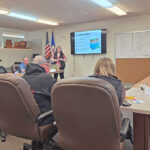 Groundwater monitoring options are reviewed at the latest data center planning meeting. Photo by Hannah Wingert