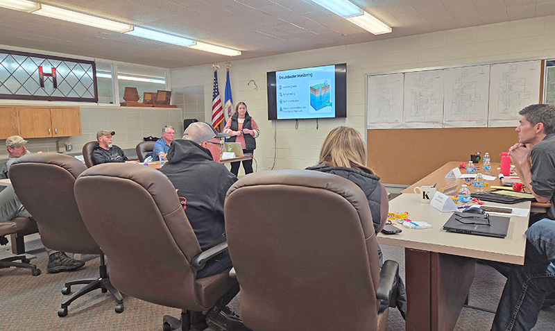 Groundwater monitoring options are reviewed at the latest data center planning meeting. Photo by Hannah Wingert