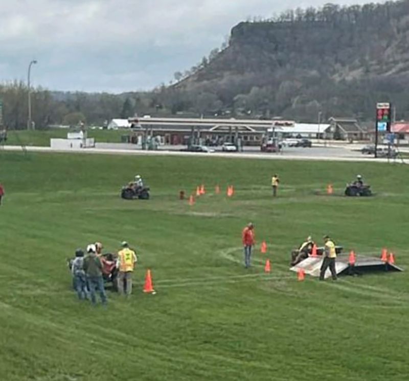 Participants work through Station 3 of an ATV safety training course, where students practice maneuvering through cones, ramps, and obstacles under the guidance of multiple Bluff Country ATV Club volunteers. Photo submitted