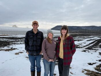 From left to right: Post-production and Sales Manager James Mabry, CSA Coordinator Nicole Schulz-Smith, and Production Manager Abby Benson. Photo submitted