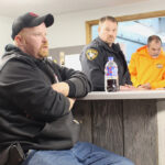 Fountain Public Works Director John Hanson, left, responds to council recommendations at the March 12 meeting. Also pictured are Preston Police Chief Blaise Sass, center, and consultant Rick Whitney, right. Photo by Kirsten Zoellner