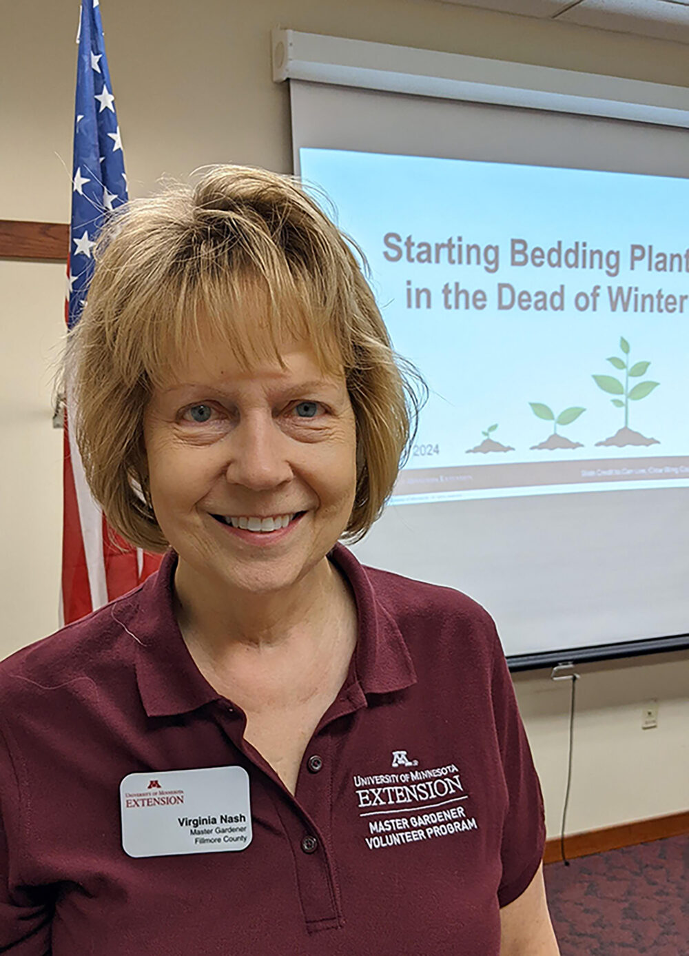 Master Gardener Virginia Nash was on hand to answer questions after the program which launched the Spring Valley Seed Library. Photo by SimplyMary