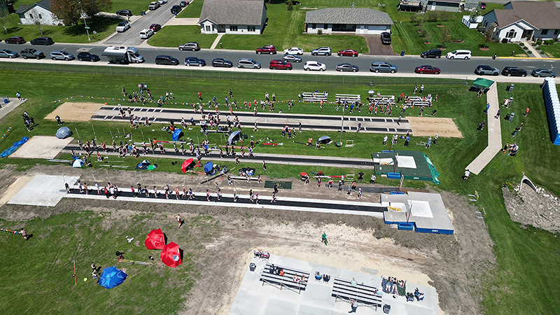 A drone view of some of the event areas at the R-P track. Photo submitted
