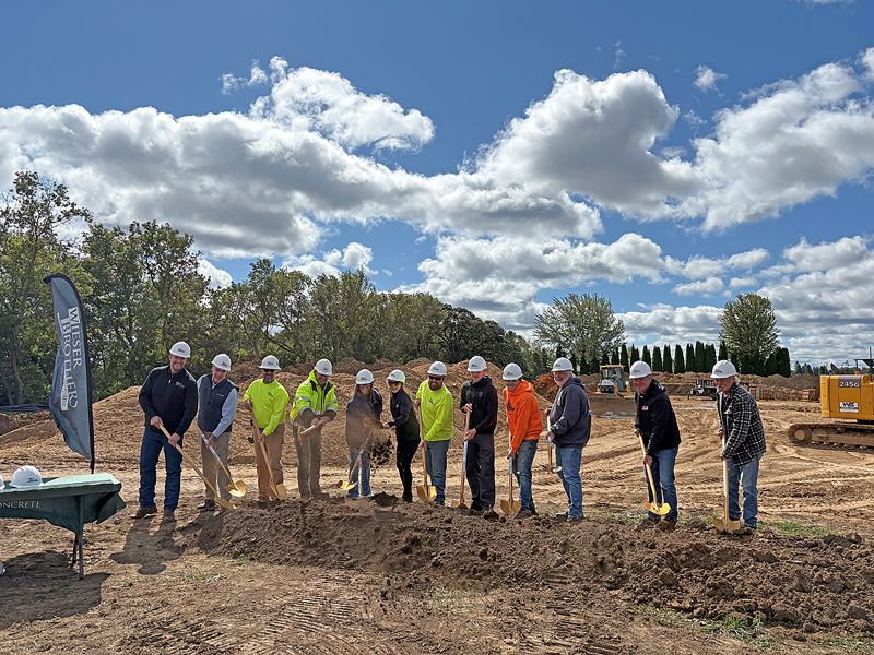 Sno Pac Foods General Manager Peter Gengle with project partners at the company’s groundbreaking ceremony for their new cold storage facility. Photo submitted