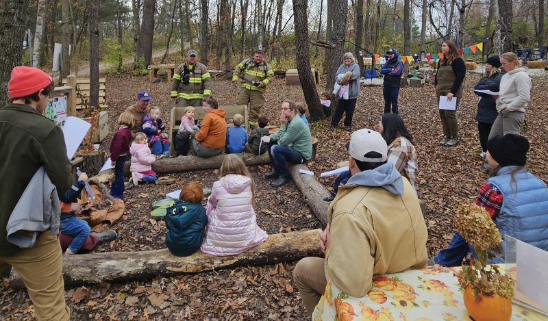 Family campfires at Eagle Bluff Nature Preschool build community and teach fire safety. Photo submitted