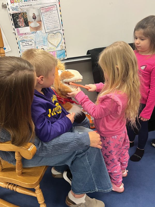 4K students learning about dental health. Photo submitted