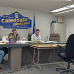In attendance at the April 27 Caledonia City Council meeting were, from left to right: City Clerk/Administrator Jake Dickson, Councilors Bob Klug and Amanda Ninneman, Mayor Jeremy Leis, and Councilor John Rauk. Photo by Charlene Corson Selbee