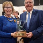 Director Carmen Narveson and Library Manager Jerel Nielsen with their trophy. Photo submitted